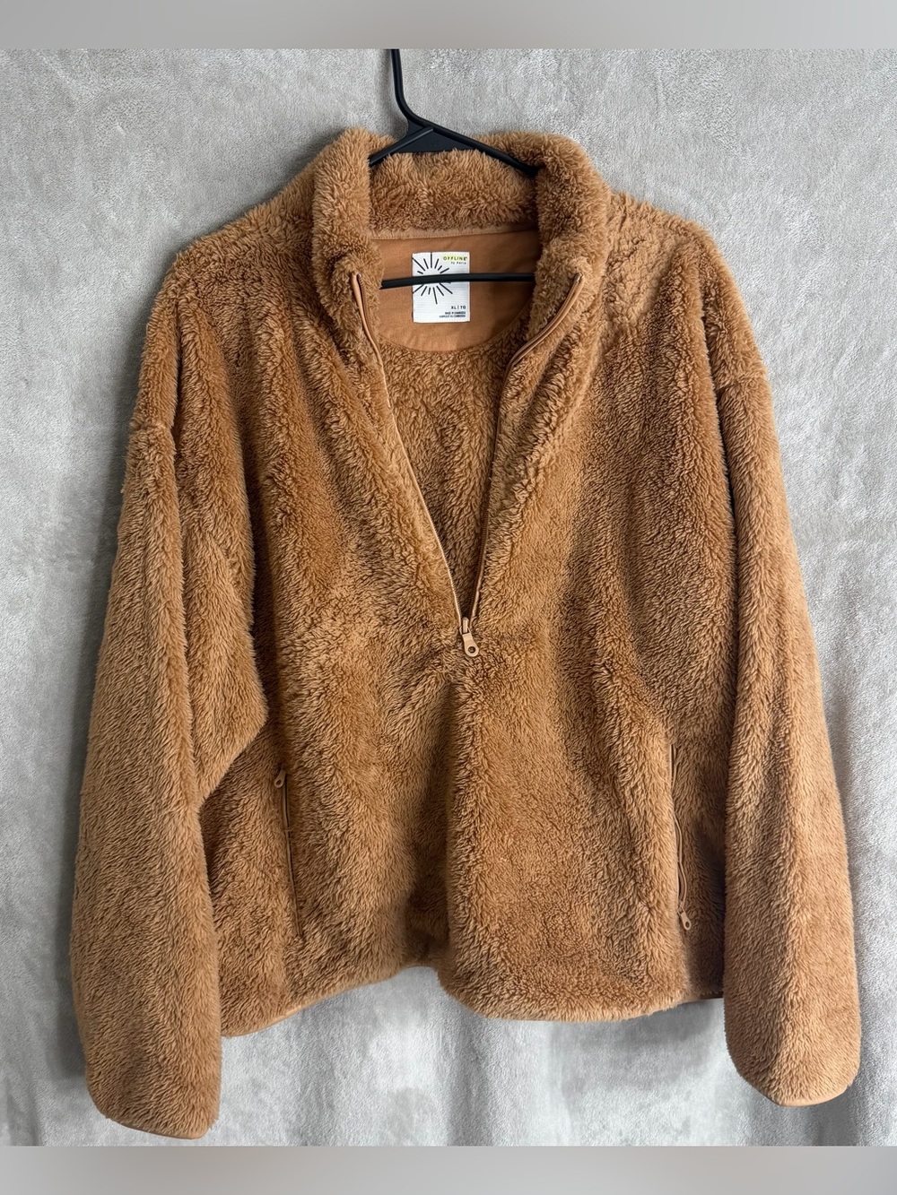 Aerie Brown Fleece Quarter Zip